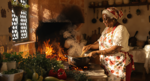 Recettes créoles traditionnelles de cuisine martiniquaise en préparation